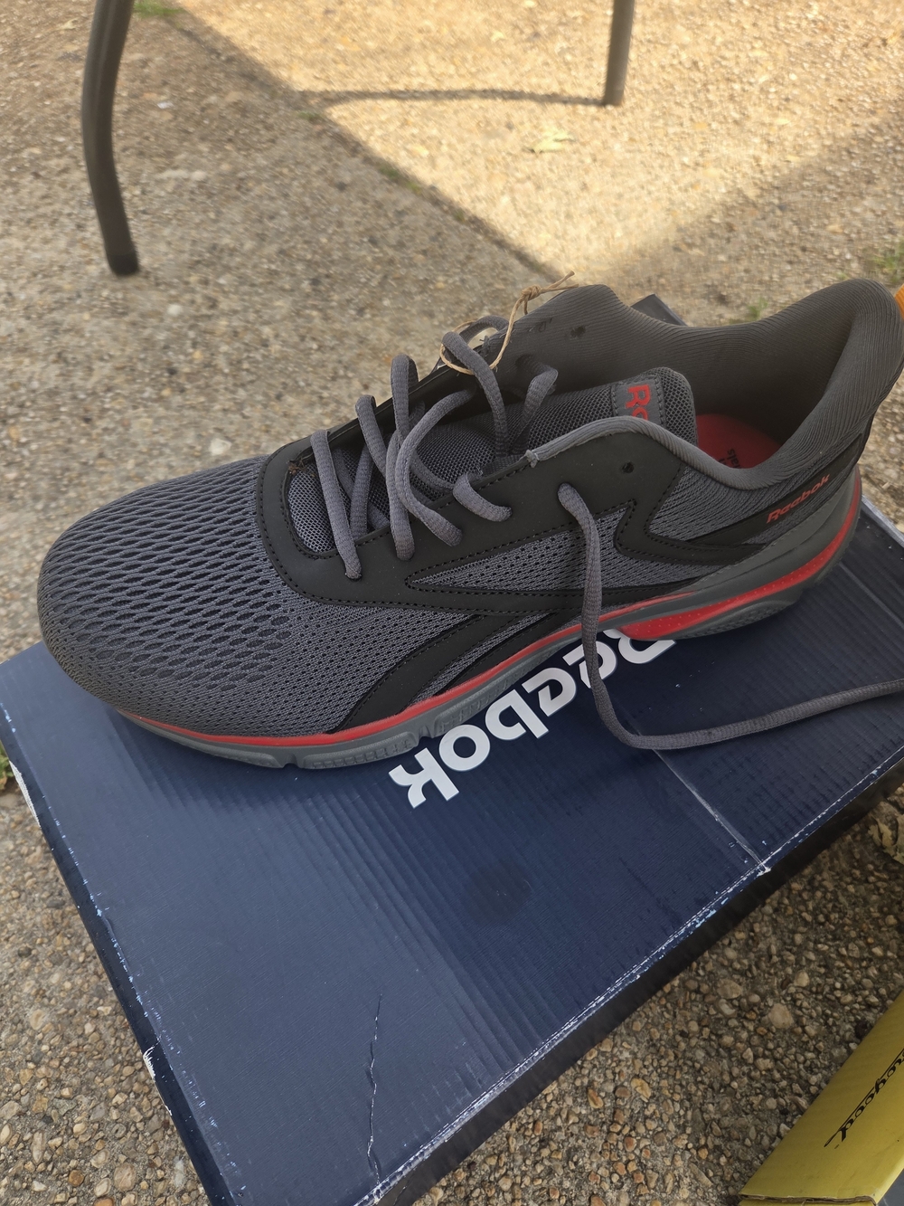 Reebok Men's Gray Work Sneakers with Red Trim
